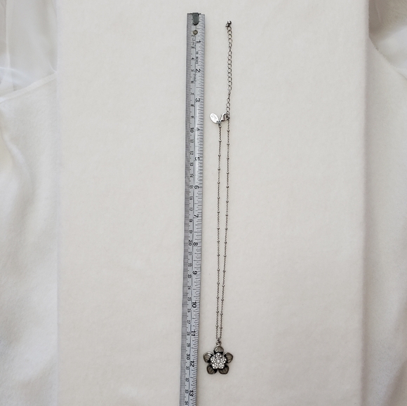 LIA SOPHIA Silver Tone Enamel Flower Rhinestones Faux Pearl Necklace - Picture 8 of 8